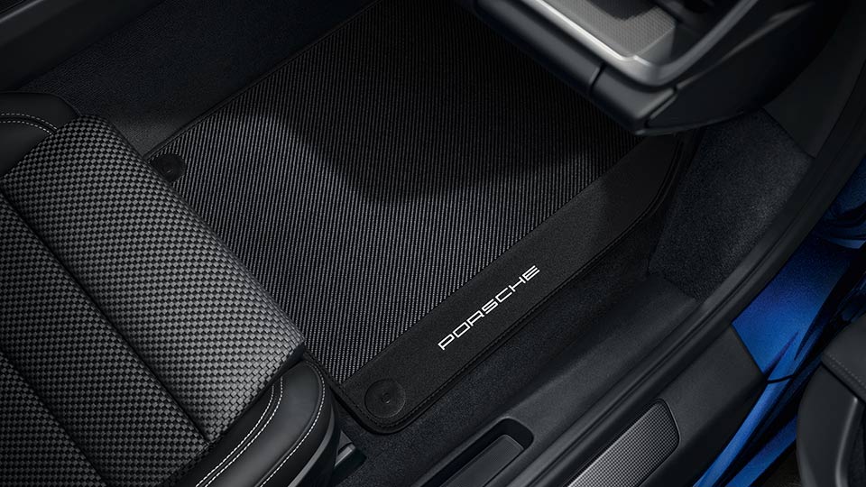 Carbon Fibre Floor Mats with Leather Edging