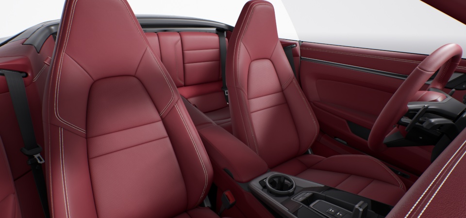 Leather Interior in Bordeaux Red with Chalk Stitching