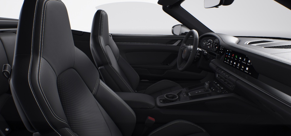 Leather Interior in Black with Chalk Stitching and Checkered Sport-Tex Seat Centers