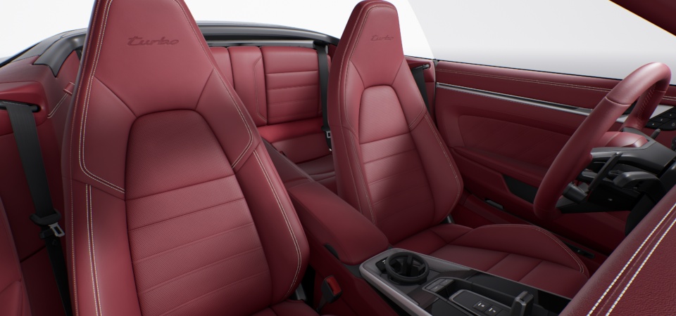 Leather Interior in Bordeaux Red with Chalk Stitching