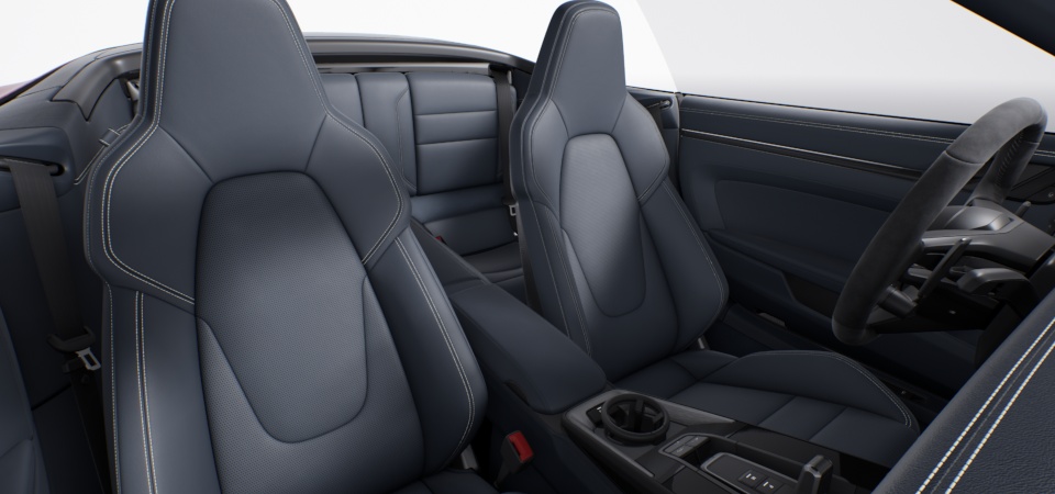 Leather Interior in Graphite Blue with Chalk Stitching