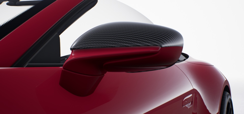 Exterior Mirror Upper Housing in Carbon Fibre and Lower Trim/Base in Exterior Colour