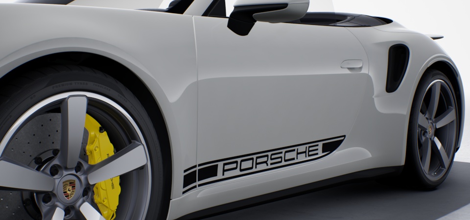 Stickers latéraux 'PORSCHE' en Noir