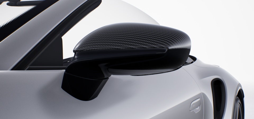 Exterior Mirror Upper Housing in Carbon Fibre and Lower Trim/Base in High Gloss Black