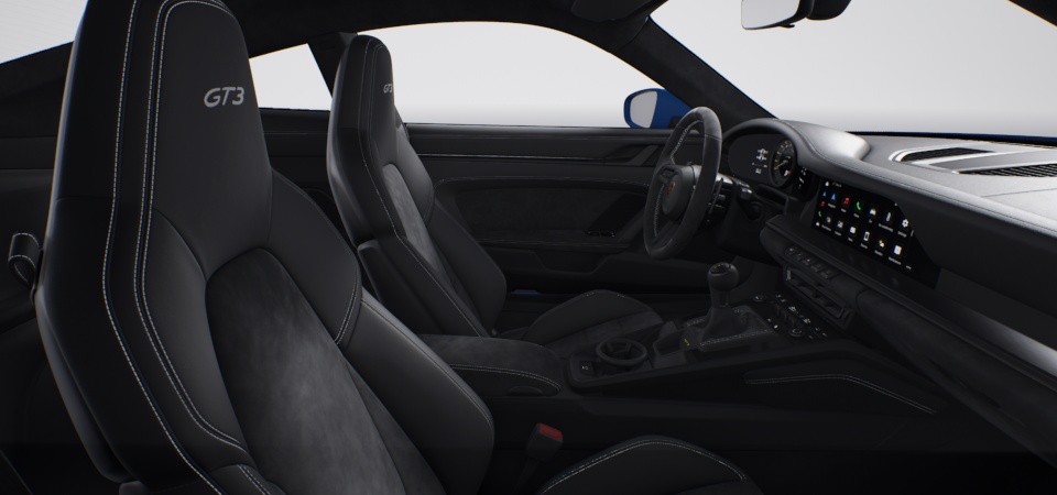 Interior with extensive leather / Race-Tex items in Black with contrasting color GT Silver