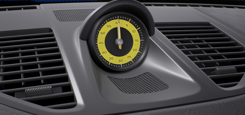 Chrono stopwatch instrument dial in Racing Yellow