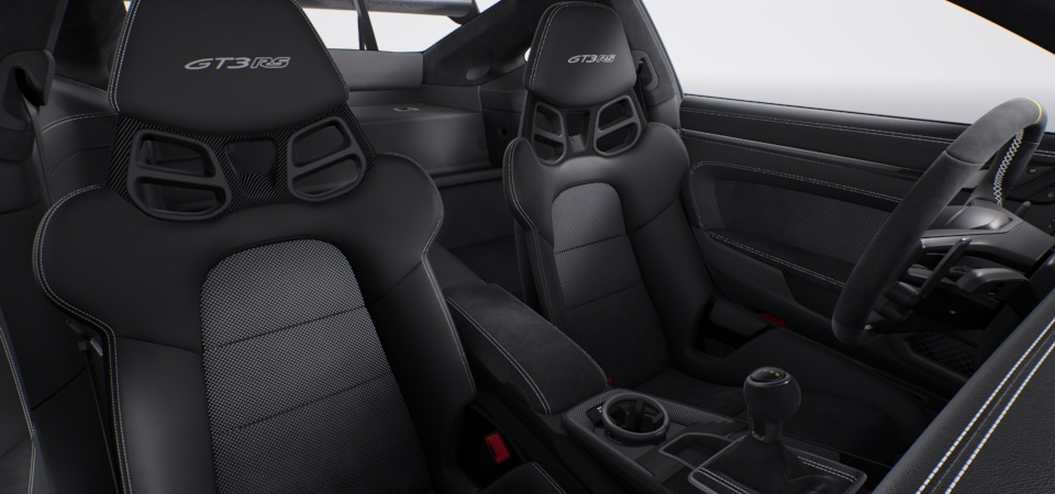Interior with extensive leather / Race-Tex items in Black with contrasting color GT Silver