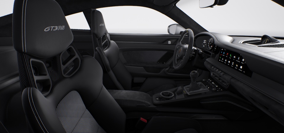 Interior with extensive leather / Race-Tex items in Black with contrasting colour GT Silver