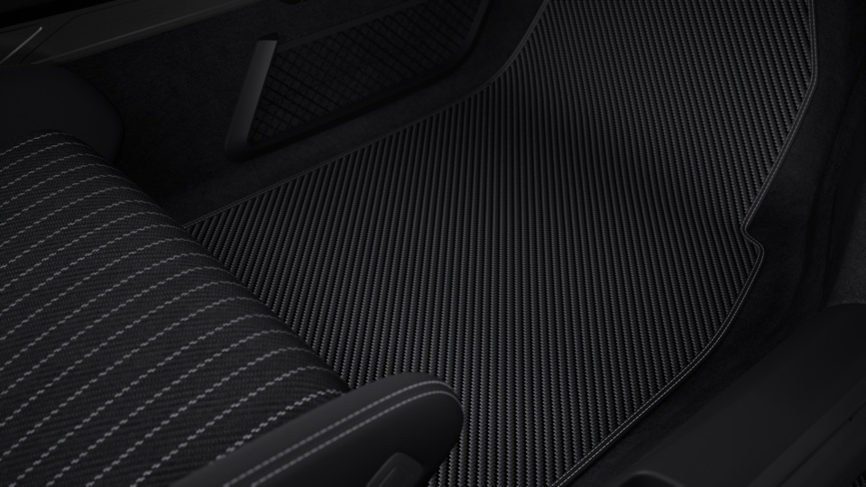 Carbon Fiber Floor Mats with Leather Edging | Agave Green