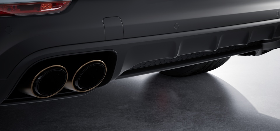 Sports exhaust system including sports tailpipes in Dark Bronze