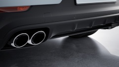 Sports exhaust system including sports tailpipes, silver