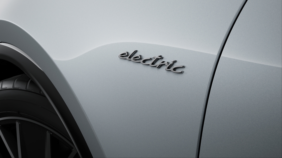 Designación del modelo y logotipo "electric" pintados en color Plata