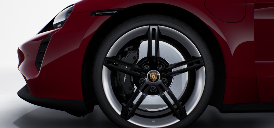 Porsche Surface Coated Brake (PSCB) mit Bremssätteln lackiert in Schwarz (hochglanz)