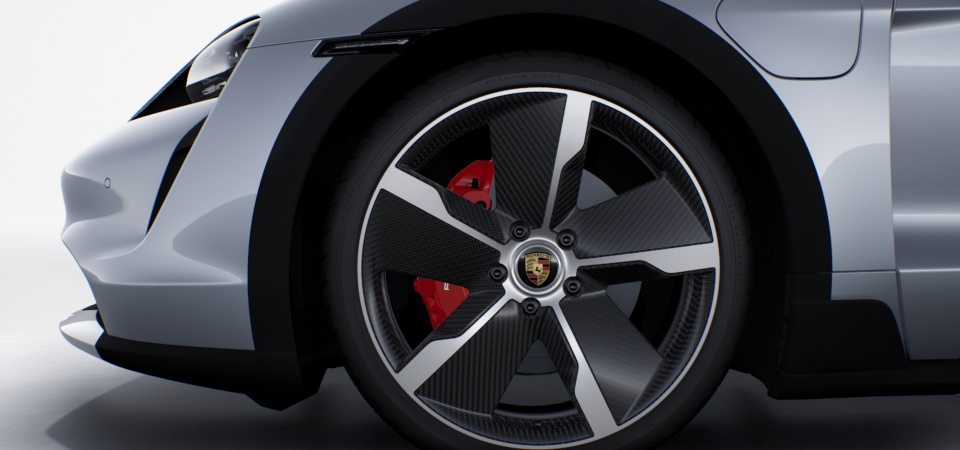 Jantes Taycan Exclusive Design 21 po avec éléments aérodynamiques en fibre de carbone