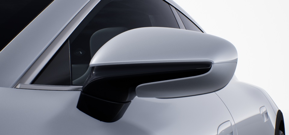 Exterior Mirror Lower Trims painted in Exterior Colour including Mirror Base painted in Black (high-gloss)