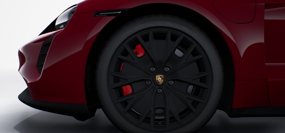 20-Inch Taycan Turbo S Aero Design Wheels painted in satin Black