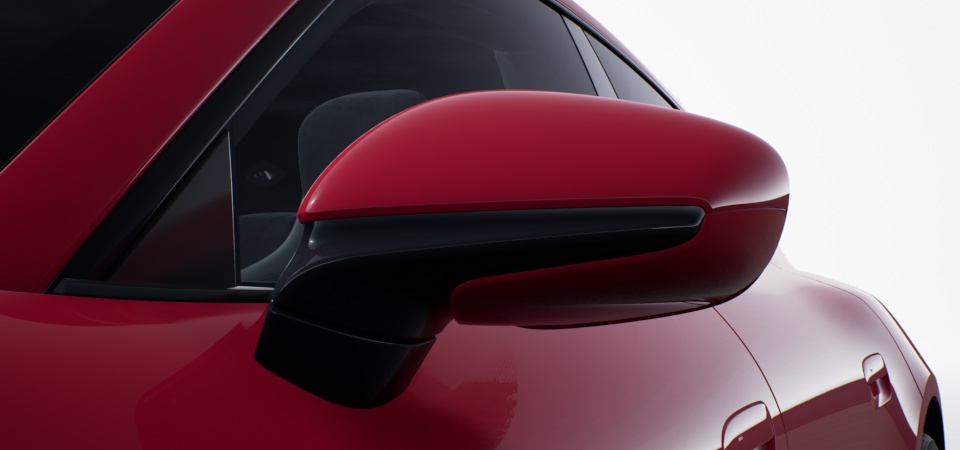 Exterior Mirror Lower Trim in Exterior Color and Base in High Gloss Black