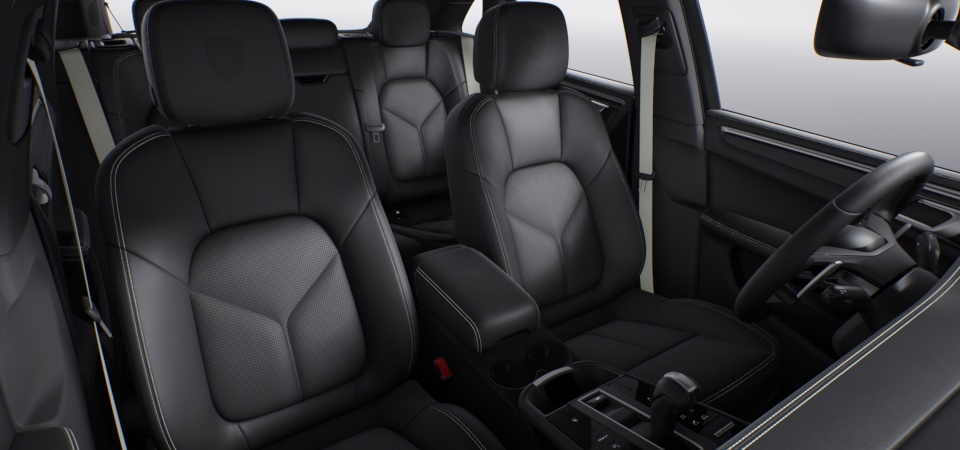 Leather Interior in Black with Deviated Stitching in Chalk