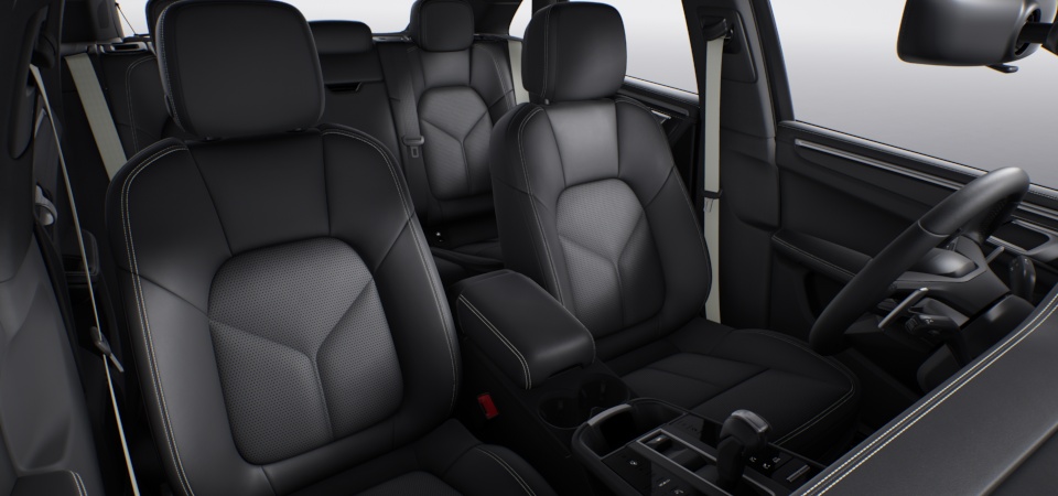 Leather Interior in Black with Deviated Stitching in Chalk