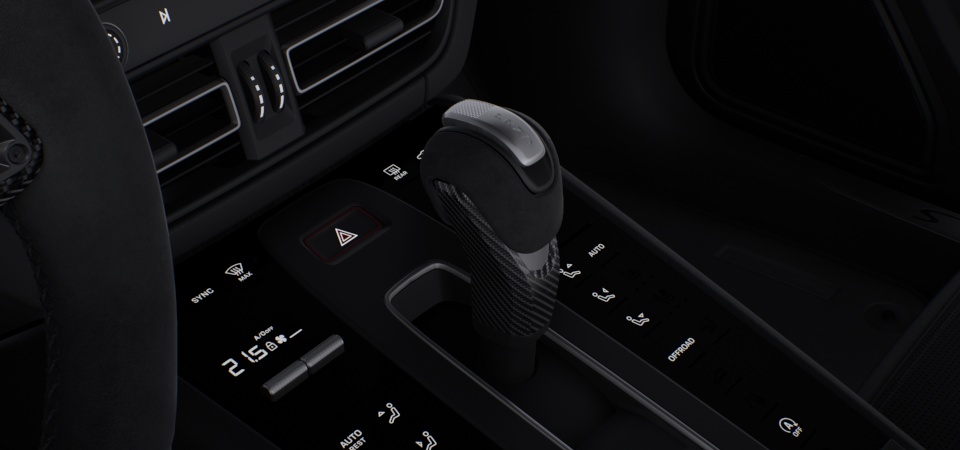 PDK gear selector in carbon with Race-Tex