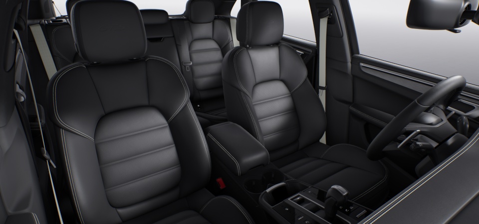 Leather Interior in Black with Deviated Stitching in Chalk