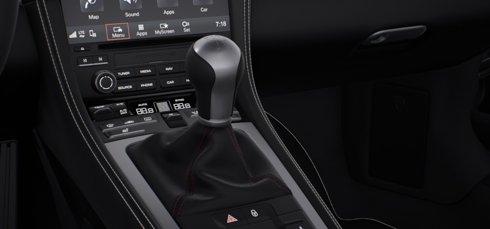 Gear lever personalisation package with coloured decorative stitching