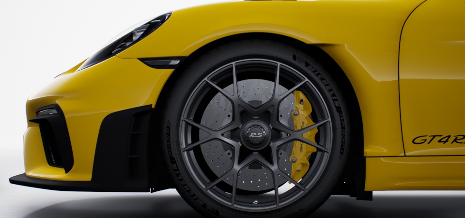 保時捷陶瓷複合煞車系統 (PCCB)，搭配黃色煞車卡鉗