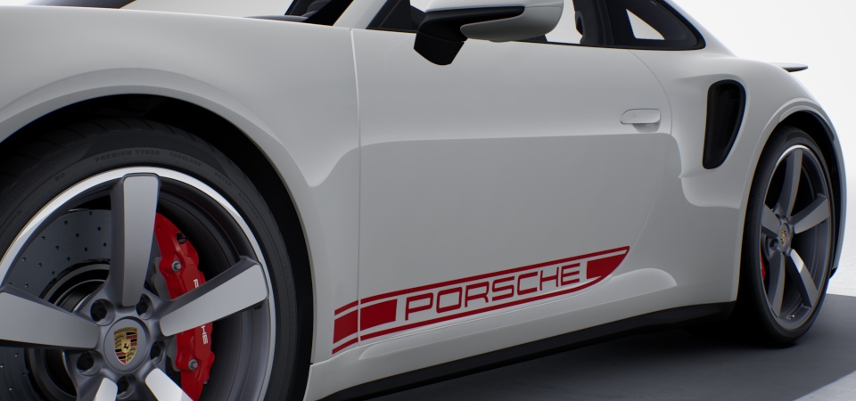 "PORSCHE" Logo Decal on Side in Red