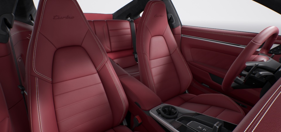 Leather Interior in Bordeaux Red with Chalk Stitching