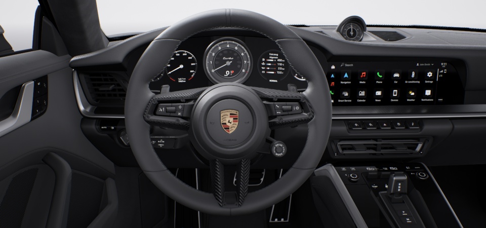 Heated GT Sports Steering Wheel Leather with Steering Wheel Panel Carbon matt