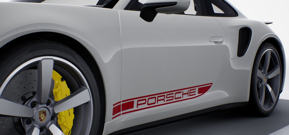 "PORSCHE" Logo Decal on Side in Red