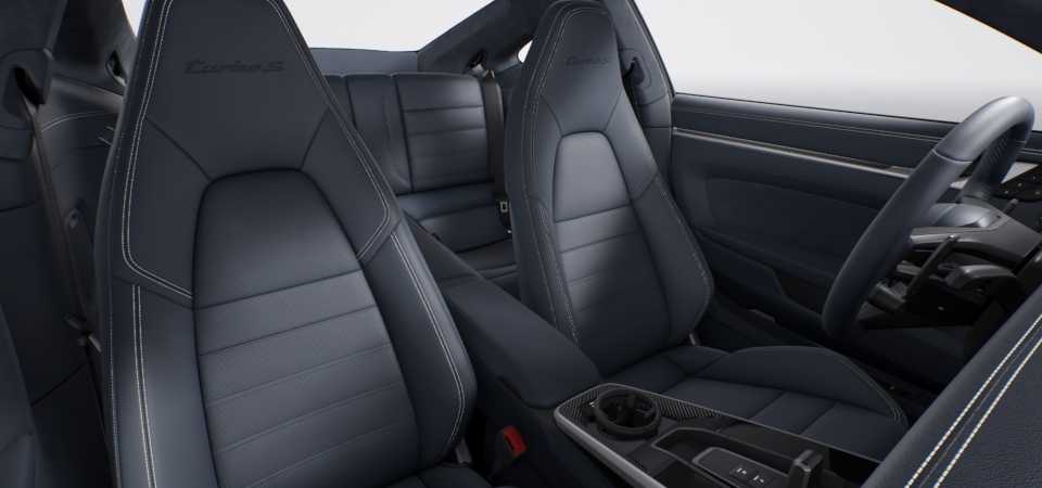 Leather Interior in Graphite Blue with Chalk Stitching