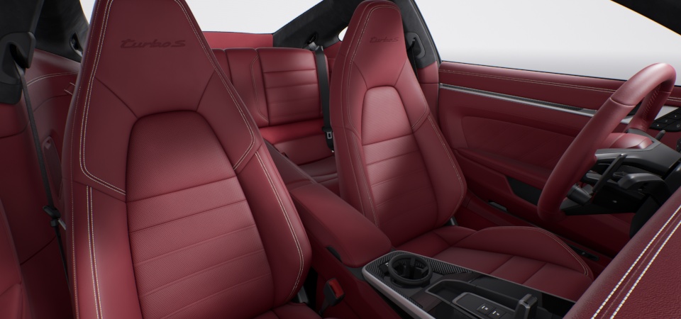 Leather Interior in Bordeaux Red with Chalk Stitching