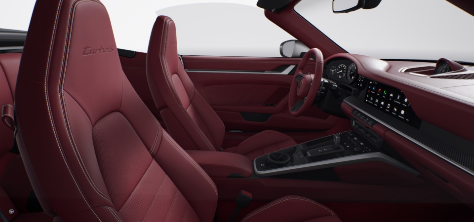 Leather Interior in Bordeaux Red with Chalk Stitching