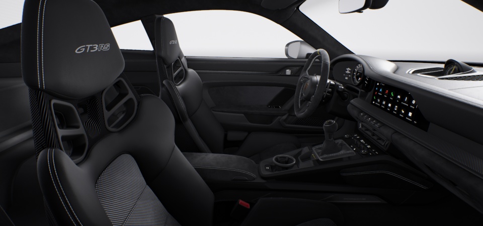 Interior with extensive leather / Race-Tex items in Black with contrasting color GT Silver