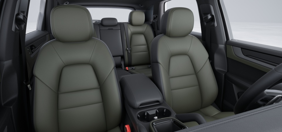 Leather interior in two-tone combination, smooth-finish leather Black and Night Green