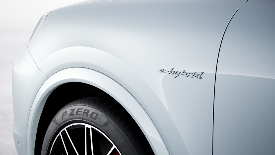 Porsche logotips melnā spīdīgā krāsā un modeļa apzīmējums virsbūves krāsā