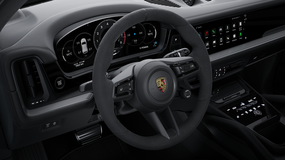 GT sports steering wheel with steering wheel with rim in Race-Tex and steering wheel heating