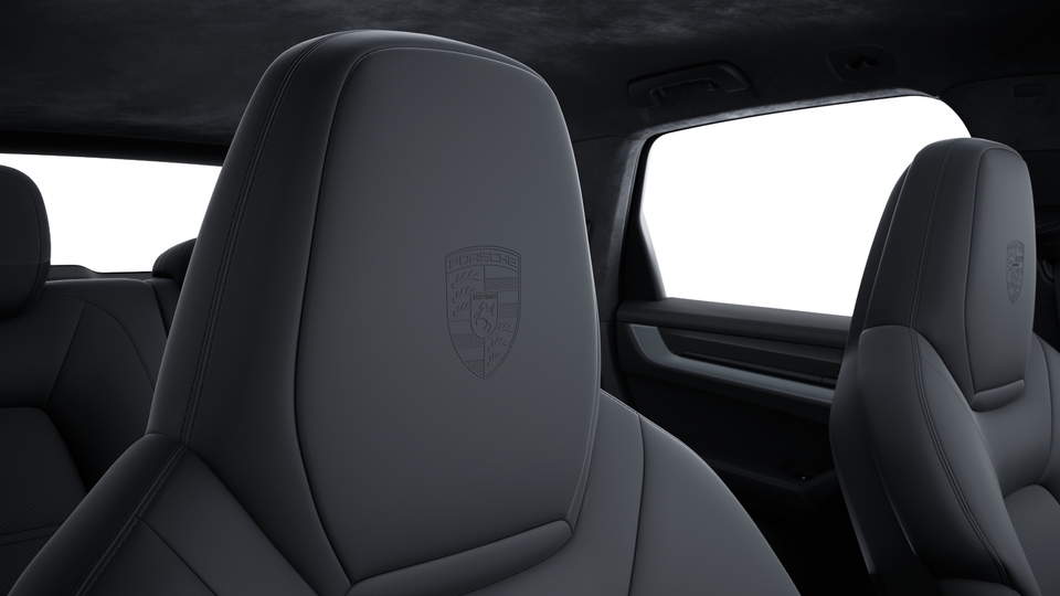 Priekinių ir galinių sėdynių galvos atramos su įspausta „Porsche“ emblema