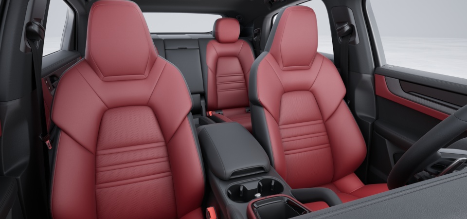 Leather interior in two-tone combination, smooth-finish leather Black and Bordeaux Red