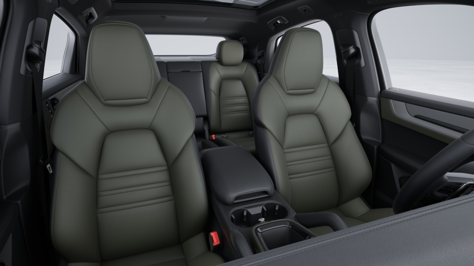 Leather interior in two-tone combination, smooth-finish leather Black and Night Green
