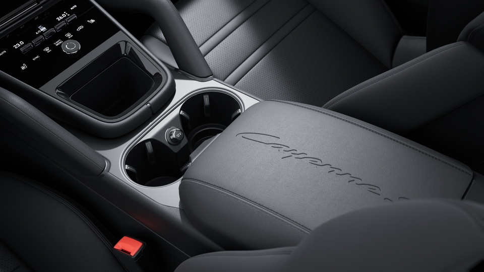 Model logo embossed on centre console armrest