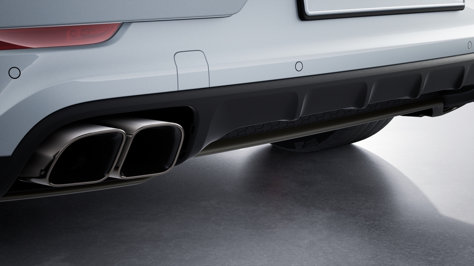 Twin dual tube Turbo tailpipes in Dark Bronze