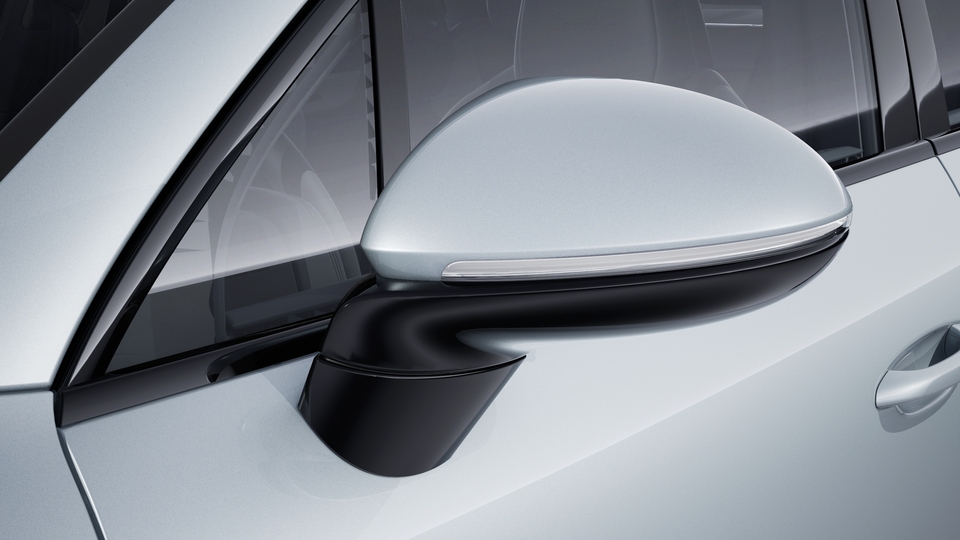 Exterior Mirror Lower Trims painted in Exterior Colour including Mirror Base painted in Black (high-gloss)