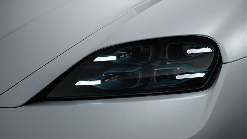 燻黑高解析度 LED 矩陣式頭燈系統，結合冰川藍四點式 LED 日間行車燈