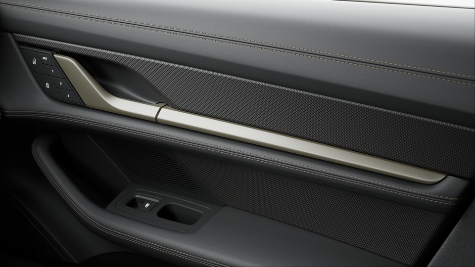 Leather Interior with Smooth-Finish Leather in Black and with contrasts in Turbonite