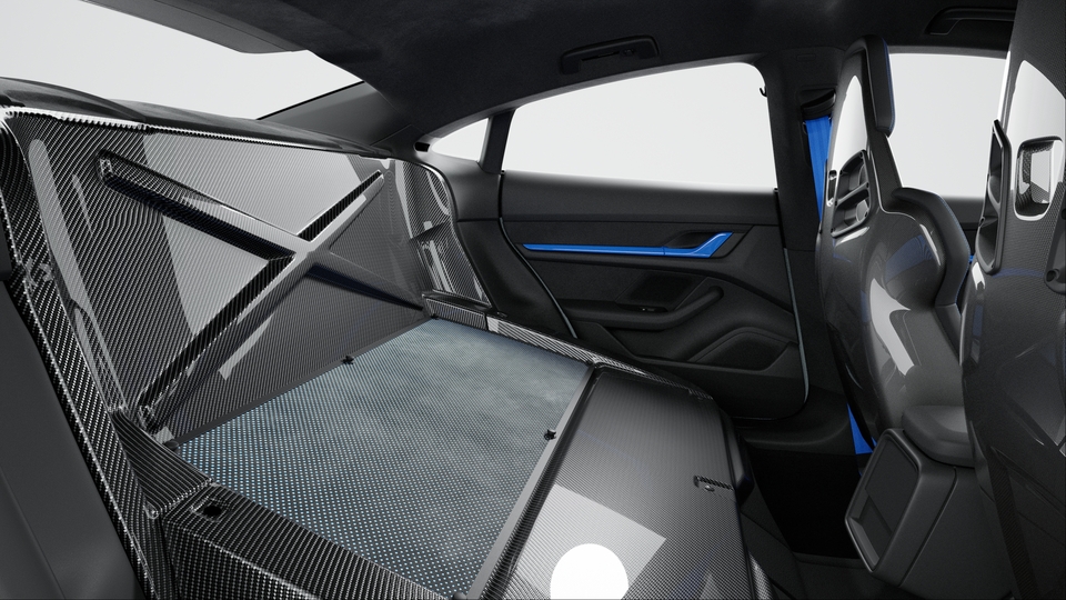 GT interior package with Race-Tex and leather items, including contrasts in Volt Blue