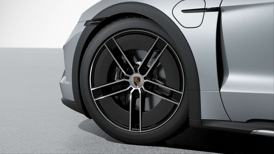 21-inch Taycan Exclusive Design Wheels painted in Black (high-gloss), highly polished