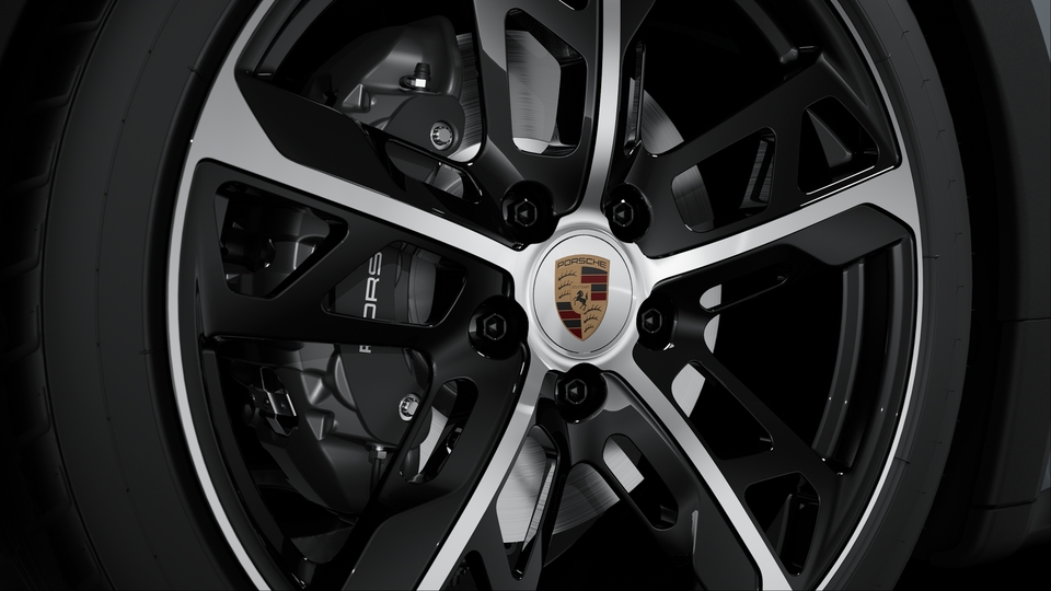 Wheel centres with full-colour Porsche Crest