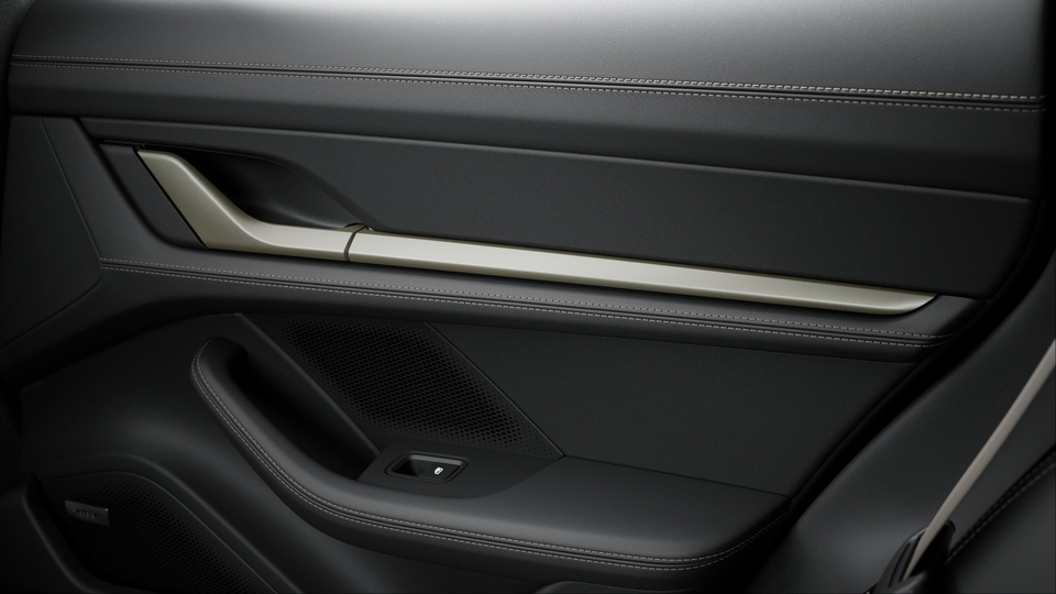 Leather Interior, Smooth-Finish Leather, Black, with contrasts in Turbonite